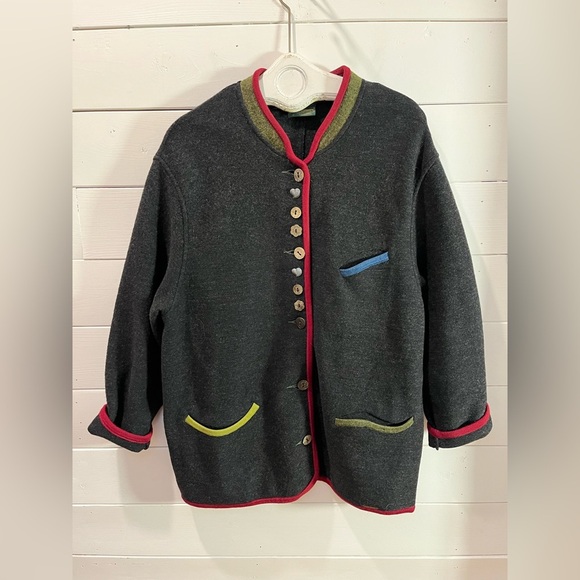 ❣️🩶 GEIGER Collection – Wool Jacket with Contrast Trim – Size 42 - Picture 1 of 14